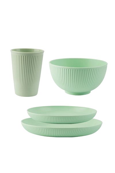 Choice 4Pcs Green 4Pcs Wheat Straw Tableware Set Plate Dish Bowl Cup Unbreakable Kitchen Eco Friendly Dishe