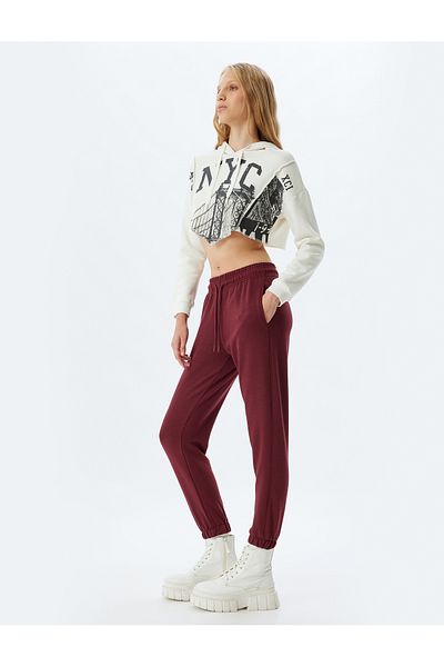 Koton Άνετο FitJogger Sweatpants - Λεπτομερής τσέπη, μέση με κορδόνια, με ραβδώσεις