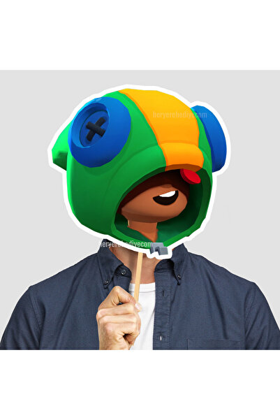 heryerehediye Brawl Stars Leon Çubuklu Kalın Parlak Karton Yüz Maskesi