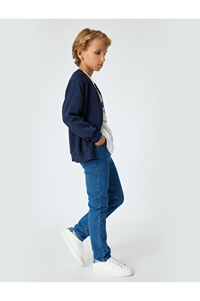 Koton Cep Detaylı Pamuklu Fermuarlı Okul Sweatshirt