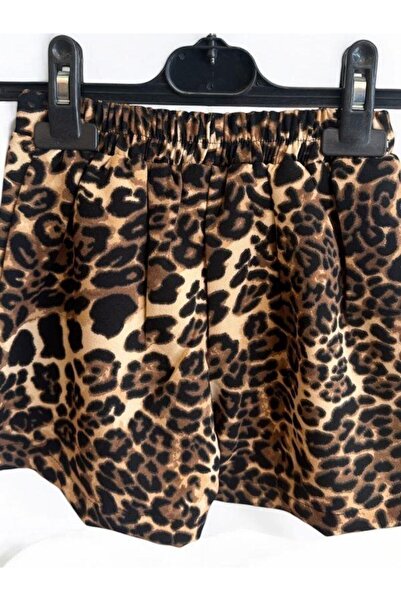 Zekids Детска къса пола с ластик в талията и леопардов принт