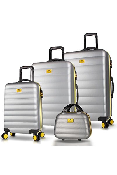 My Valice Colors Abs Kabin Orta Büyük ve Makyaj Boy Gri 4'lü Travel Valiz Seti