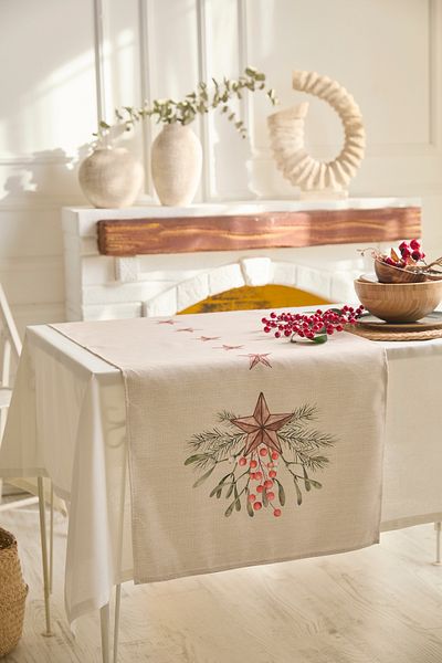 AYSHOME Πρωτοχρονιάτικος δρομέας με μοτίβο Kokina Ays Home Linen Look