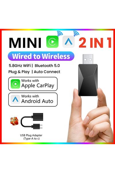 Choice Wireless Carplay Adapter Android Auto Wireless Smart Dongle 2in1 For Volvo Benz Audi Kia Hyundai ...