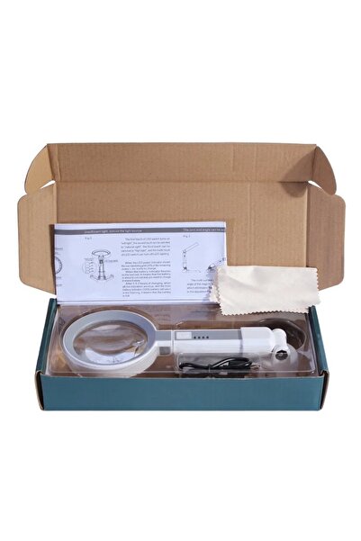 Choice WHITE Rechargeable Folding Handheld Magnifier with 18 LED Light Foldable Desktop Magnifying Glass fo