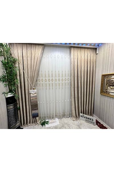 NİVEMESHOME Nivemeshome Damla 1631 1/3 Tight Pleated Tulle Curtain Apm