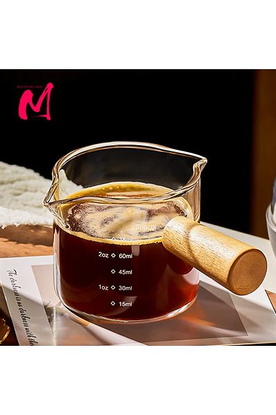 Choice 75ml Heat-resisting Glass Espresso Measuring Cup Double/Single Mouth Glass Milk Jug With Handle G...