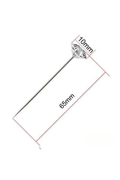 Choice1 دبابيس معدنية شفافة مرصعة بالألماس، مقاس 65 × 10 مم، 100 قطعة، علبة و...
