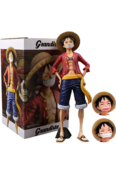 BANDAI مع صندوق جديد 28 سم شخصية أنمي ون بيس لوفي الواثق المبتسم ذو ثلاثة أشكال دمية متغيرة الوجه