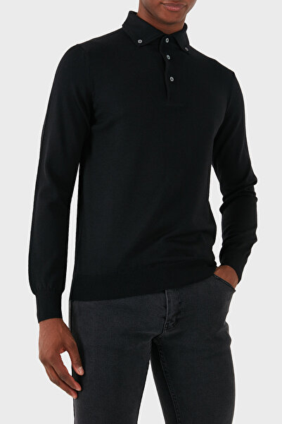GRAN SASSO Men's Polo Neck Sweat - 100% Wool, Slim Fit, Buttoned - 57163 1429...
