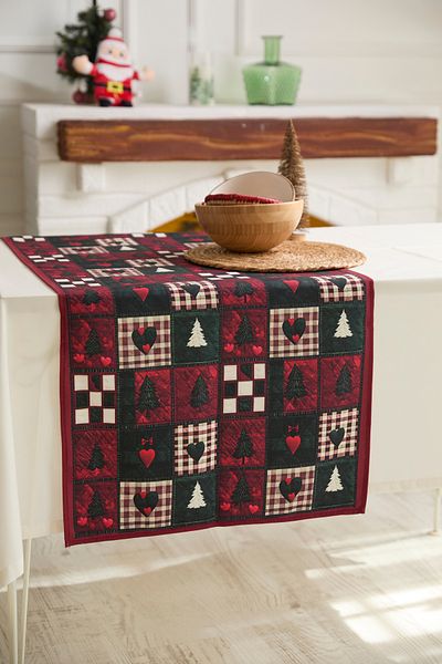 AYSHOME Ays Home Anul Nou Claret Red Patchwork Runner