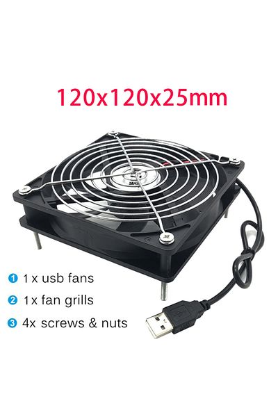 Choice مروحة تبريد USB 5 فولت 120x120x25 مم 120x120x25 مم 80x80x25 مم بدون RGB أسود لجهاز الاستقبال DVR Xbo