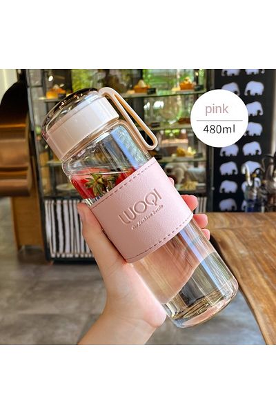 Choice 340-480ml Pink 480ml 340ML 480ML Portable Glass Bottle Cute Heat ResistantFor Drink Cold Water Juice