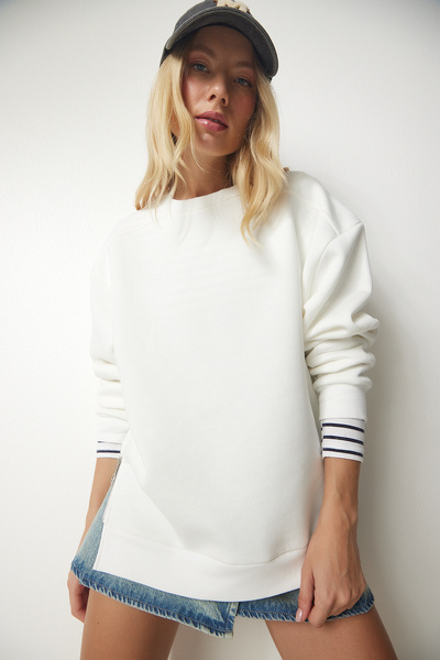 Lovelyİstanbul Ecru Lub0003 - Φούτερ με φερμουάρ με λεπτομέρειες