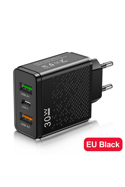 Choice EU EU Black PD 30W 2 USB Charger LED Type C Wall Charger Power Adapter For iPhone 14 13 ...