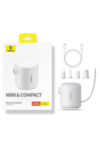 Baseus WHITE Baseus Wireless Air Compressor Mini Air Inflator Pump for Air Mattresses Beds Inflatable Mats