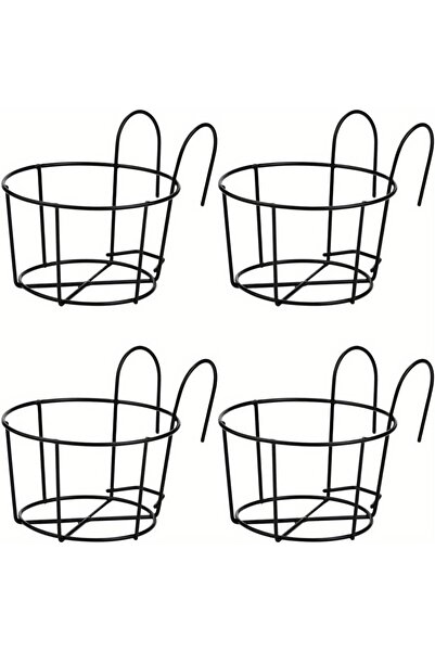 Choice Black 1-4pcs Stylish Round Metal Hanging Planters - Perfect for Balcon...