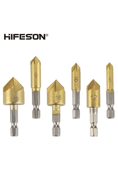 Choice 6pcs full set Countersink Drill Bit Chamfer 90° Round Alloy Drill Set For Metal Wooden Hole Chamf...