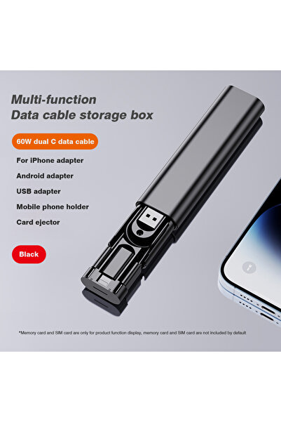 Choice نعم، صندوق تخزين كابلات بيانات متعدد الوظائف 6 في 1 أسود اللون، مزود ب...