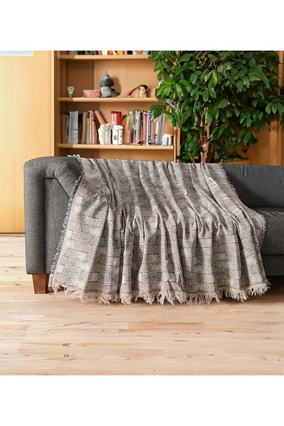 Rell Home غطاء أريكة فاخر مضاد للانزلاق مصنوع من القطن بنسبة 100%| شال أريكة| غطاء متعدد الأغراض