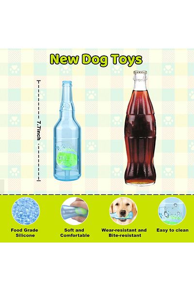 Choice Pet chew toy TPR anti-bite beer bottle with tennis ball toy Puppy teething dog chew Squeaky inter...