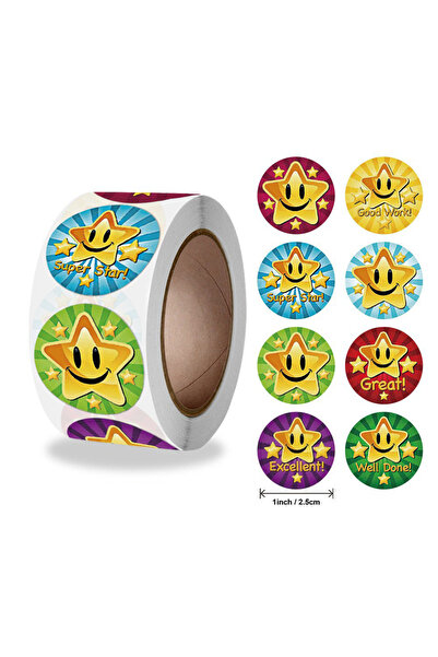 Choice A- 227 500Pcs/Roll Cartoon Stars Smile Reward Encourage Stickers,2.5cm...