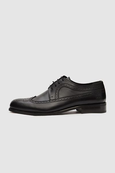 D'S Damat Black Groom Leather - Classic Patterned Shoes