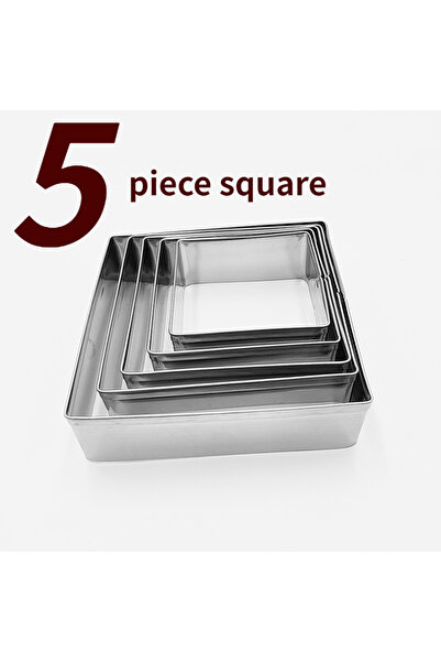 Choice1 Silver Square 5PC 5-piece set of cookie cutters, baking molds, star s...