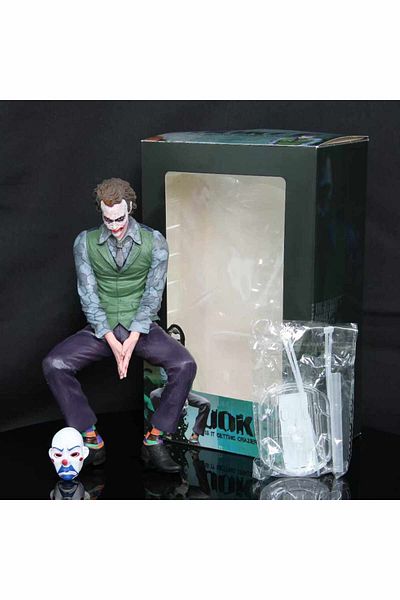 Choice With Box White 2024 New 24cm Joker Heath Ledger Action Figure Sitting Suit Handheld Joker Mask Car D