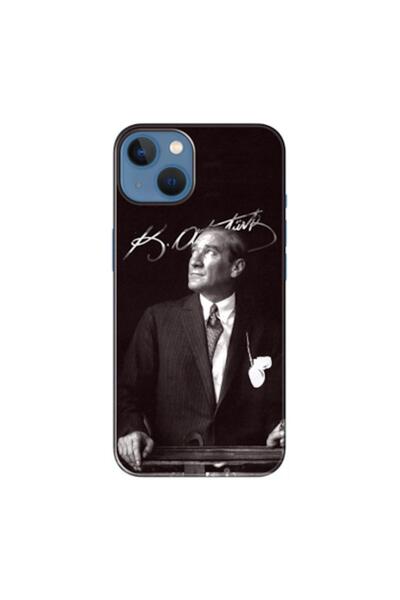 Zebana Apple iPhone 13 Uyumlu Kılıf Mustafa Kemal Atatürk Silikon Kılıf (Bask...