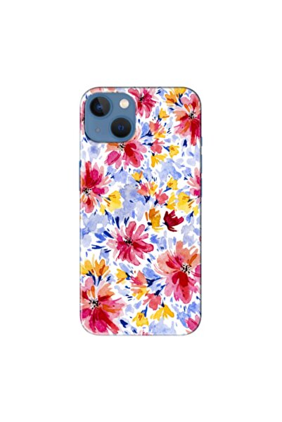 Dara Aksesuar حافظة سيليكون متوافقة مع هاتف ابل ايفون 13 زهور الربيع 7 (مطبوعة)