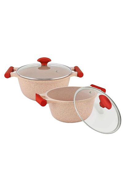 Prestige Essentials Granite Nonstick Pots and Pans Set | Induction Cookware Set 11 Pieces  - Pink