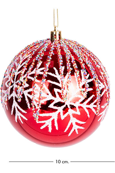Herdekora Christmas Ball Colorful Sequin White Snowflake 2 Pack Red 10 Cm.