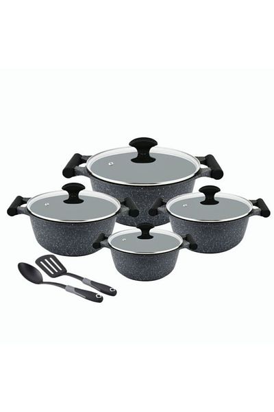 Prestige Essential Granite 10 pcs Cookware Sets - Black