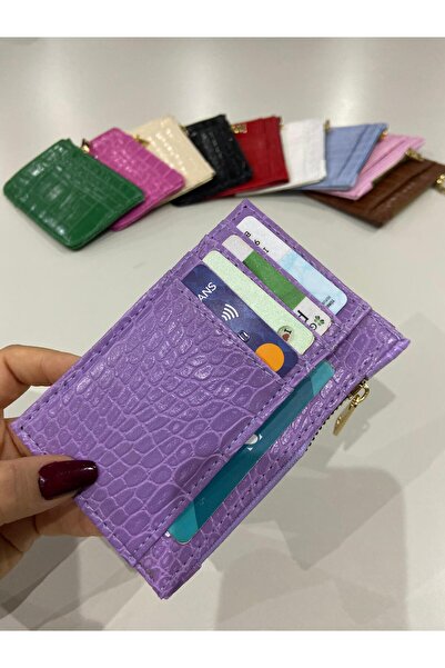 SHIKIRTI Πορτοφόλι-θήκη για κάρτες σε λιλά χρώμα με θήκη με φερμουάρ (Αποστολ...