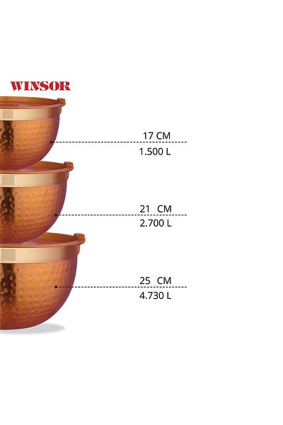 Winsor Multi-Purpose Bowl with lacquered hammered ( copper color exterior )