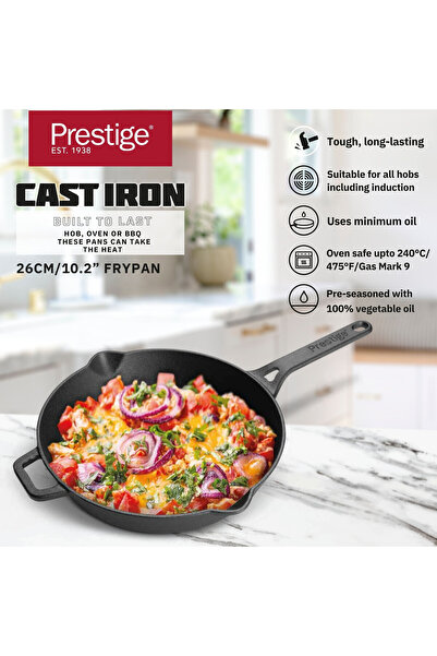 Prestige Pre-Seasoned Cast Iron Fry Pan 22 cm  PR48902