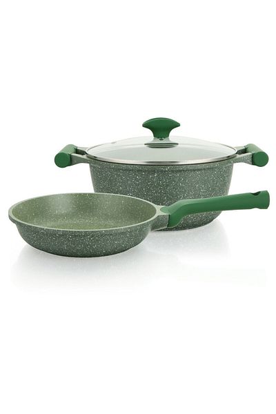 Prestige Essentials Granite Non Stick Set Combo |  24cm + 28CM Fry Pan Set - Green