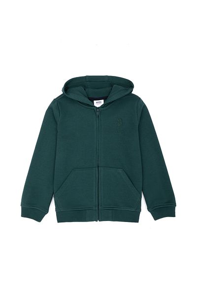 U.S. Polo Assn. Dark Green Kids Sweatshirt - Hooded, Basic Model 50269420 -Vr079