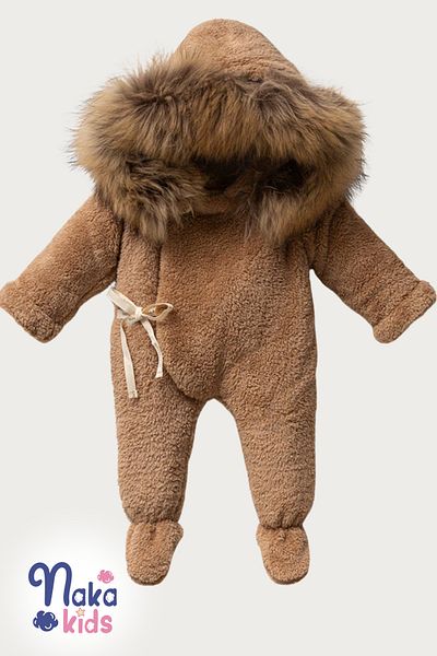 Nakakids NaKaconcept NipperlanD Baby Girl-boy Jumpsuit - Natural Fur Collar, OutDoor SiDe Tie