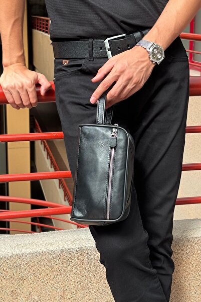 inpool حقيبة يد للسفر من جلد الخراف الأصلي للرجال - مقصورتين، جودة 100% 24INP...