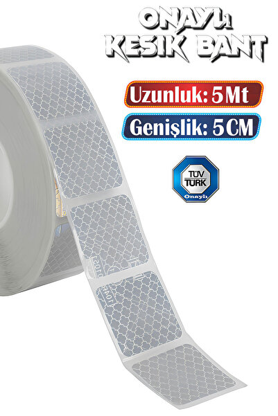 Badem10 Tüvtürk Onaylı 5 Metre Beyaz Parçalı Reflektörlü Reflektif Fosforlu Ş...