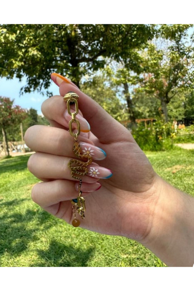 Çelik Çelik  bileklik,yılan desenli,nazar boncuklu  bilekliği