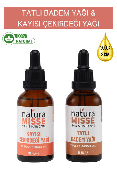 NaturaMisse Tatlı Badem Yağı 50 ml Kayısı Çekirdeği Yağı 50 ml (2X50ML) % Saf...
