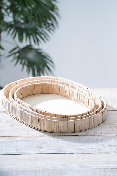 ACAR Oval 3 Piece Wicker Tray