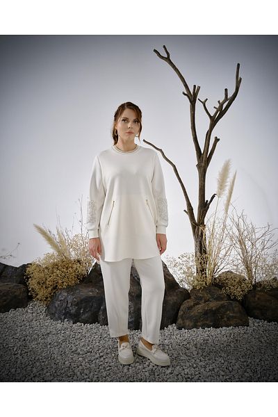 FUAT GÜRSEN Embroidery Detailed - Zippered and Pocket Slit Tunic