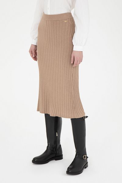 U.S. Polo Assn. Women's Sand Melange Midi Length Knitwear Skirt 50270462-Vr123