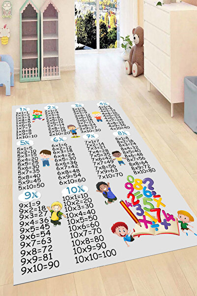 eco concept Çarpım Tablolu Halı, Eğitici Çocuk Halısı, Kaymaz Taban Halı, Mak...