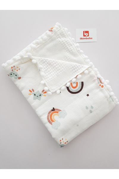 ib ilkimbebe Rainbow Muslin Pique Double Layer Baby Blanket 85X90