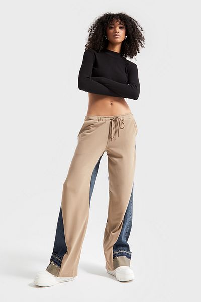 its basic Pantaloni de damă T. Jeans Color 2w48 tricotați din denim cu desfășurare în formă largi